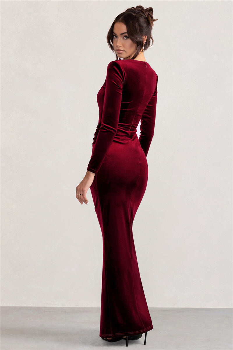 Alice Square Collar Long Sleeve Sexy Maxi Dress