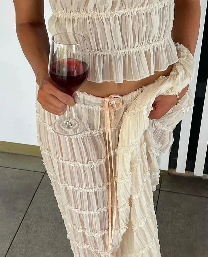 Two Piece Backless Vacation Maxi Skirt Set