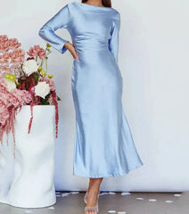 Bodycon Long Sleeve Satin Maxi Dress