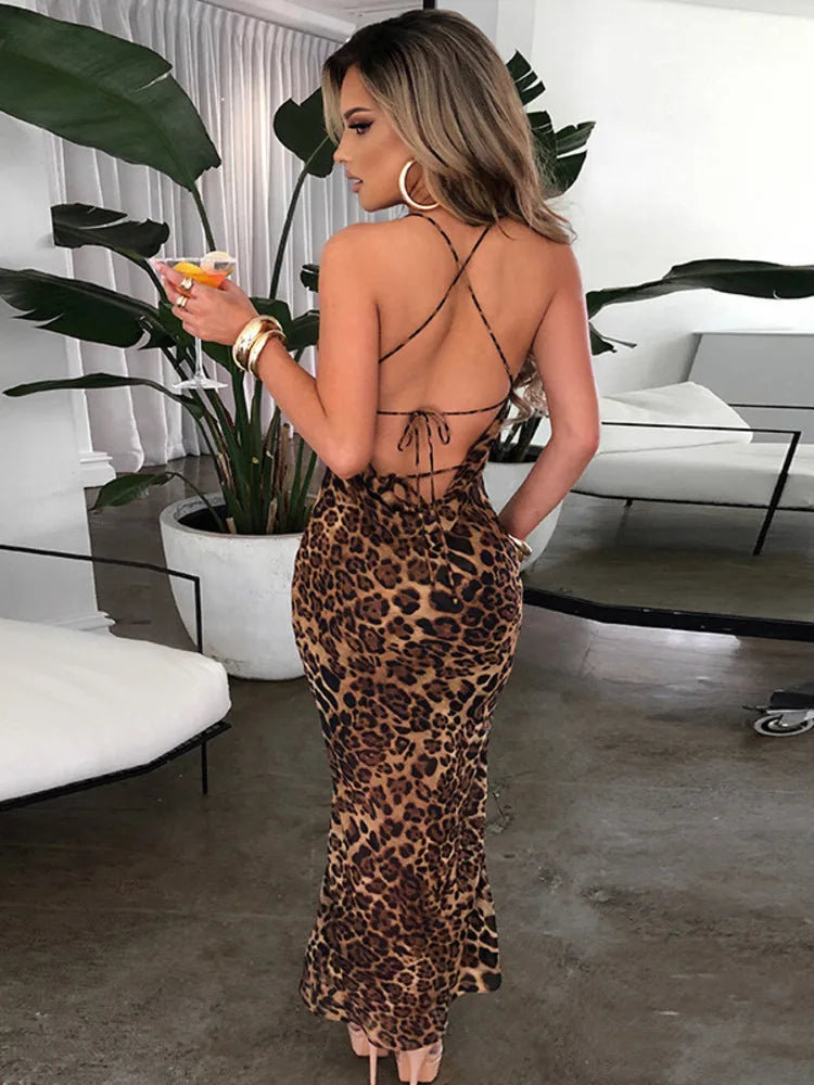 Elegant Leopard Print Maxi Dress