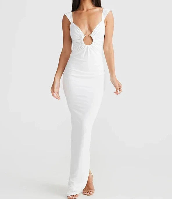 V-neck Slip Backless Evening Maxi Dress