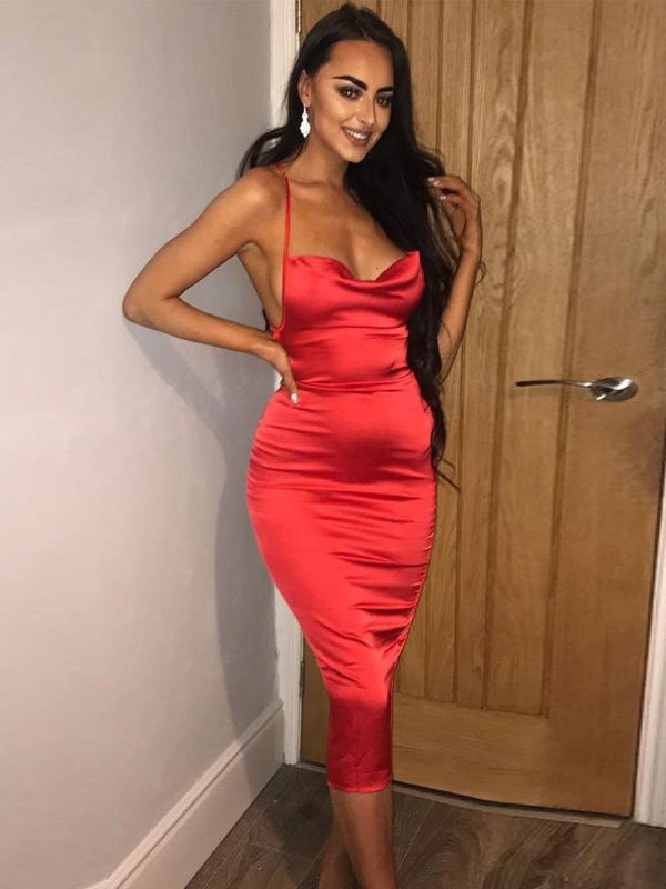 Silk bodycon midi dress