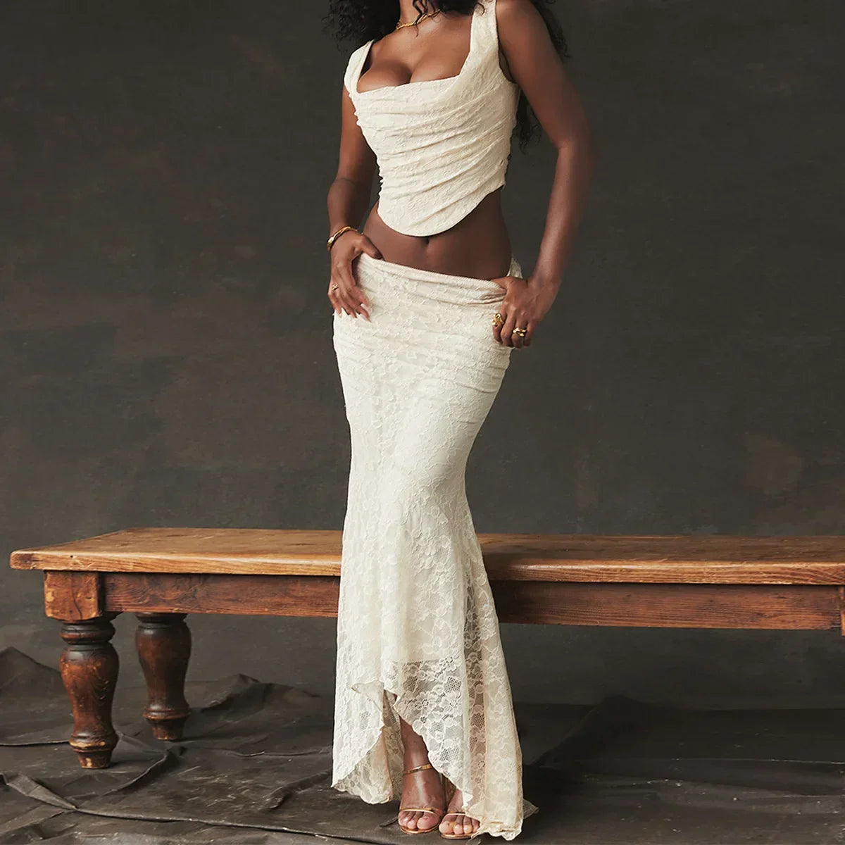 Luxe Vintage Lace Corset and Maxi Skirt