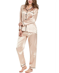 Silk Satin Pajamas Loungewear Two-piece Sleepwear Set