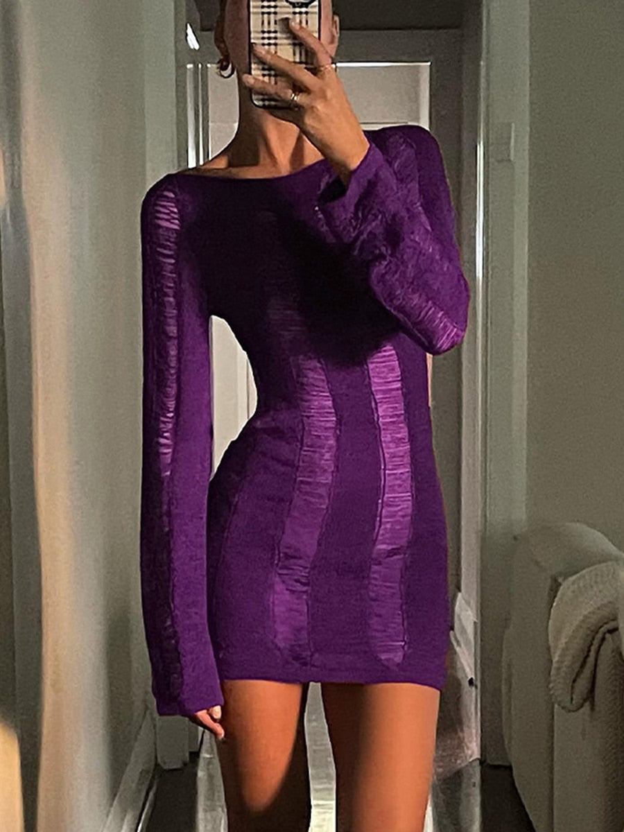 Knitted Cutout Backless Mini Dress