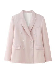 Blush Two Piece Pants Double Breasted Blazer Set