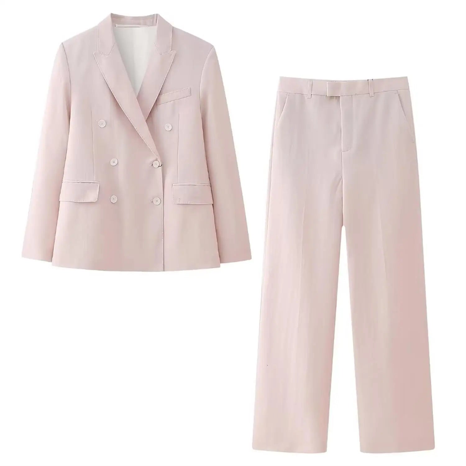 Blush Two Piece Pants Double Breasted Blazer Set