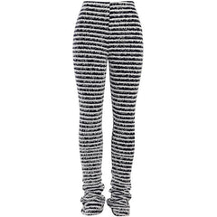 Fluffy Zebra Knitted Flare Pants