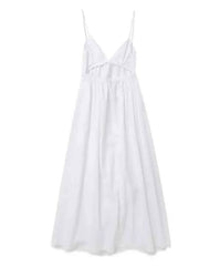 Backless White Spaghetti Strap Maxi Dress