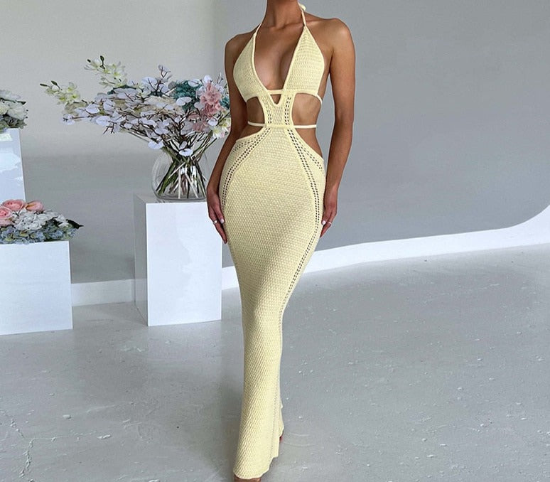 Knitted Cut Out Summer Maxi Dress