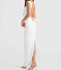 V-neck Slip Backless Evening Maxi Dress