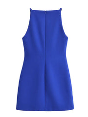 Sleeveless A-Line Royal Blue Mini Dress