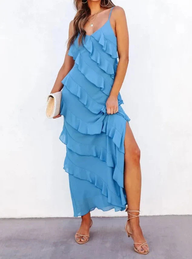 Ruffles Part Two Chiffon Maxi Dress