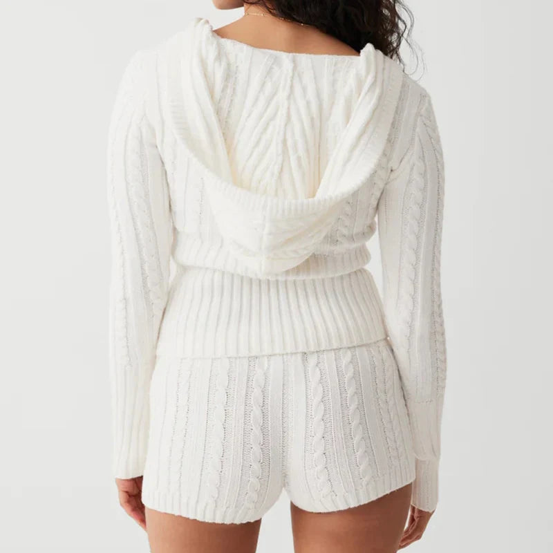 It Girl Knitted 2 Piece Set Cropped Sweater and Shorts