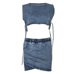 Supreme Denim Skirt Two Piece Set