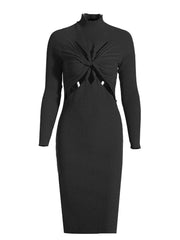 Cross Knot Twist Midi Cut Out Dress