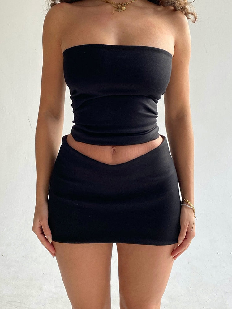 Y2K Bandeau Two Piece Set