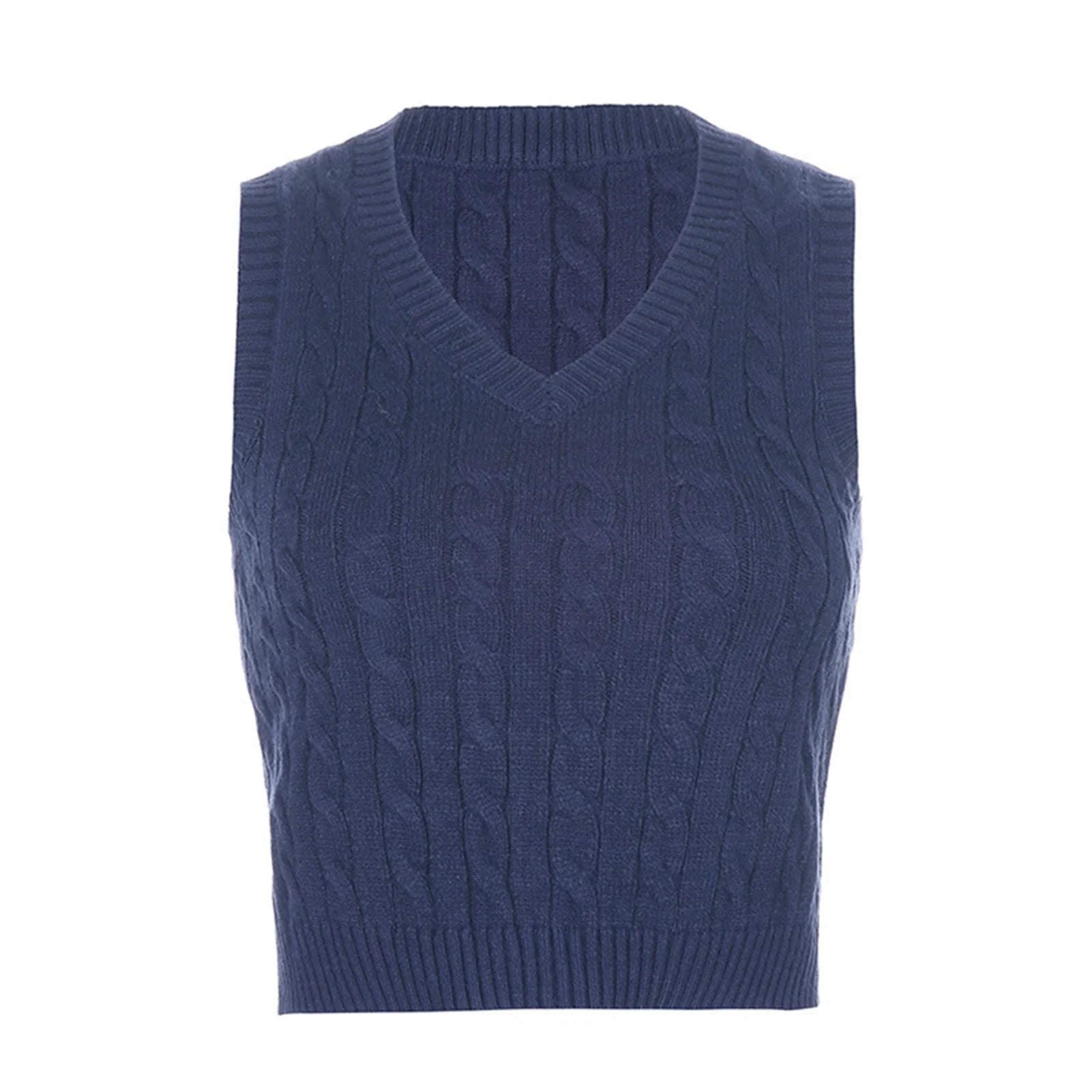 Sweater V-Neck Retro Style Sleeveless Pullover