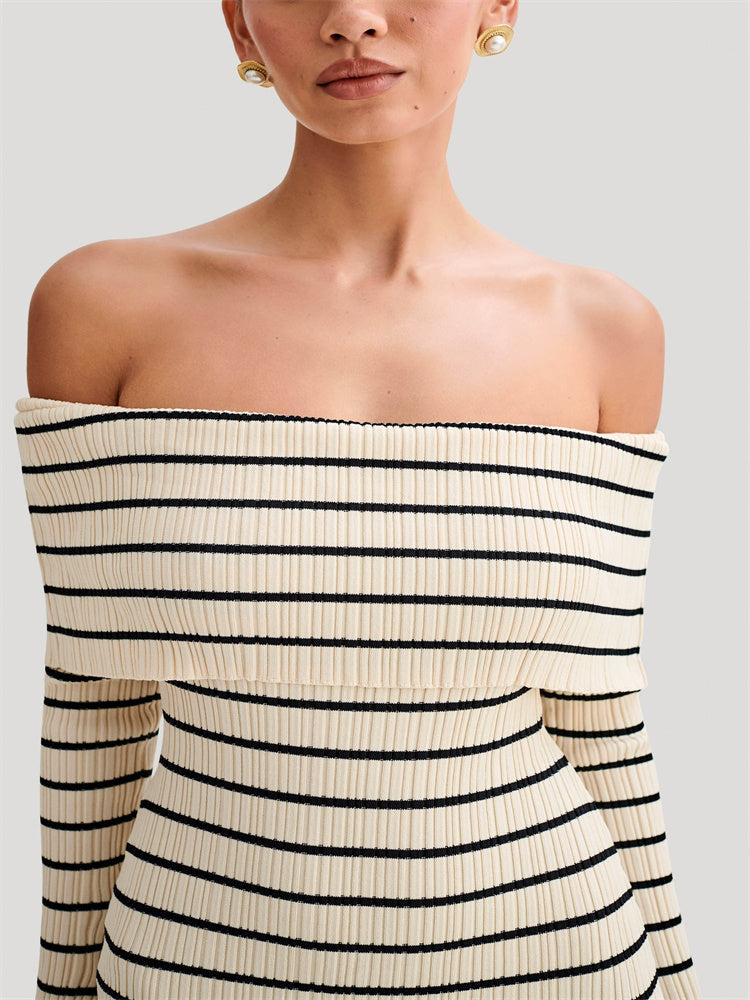 Carol Striped Knit Sweater Mini Dress