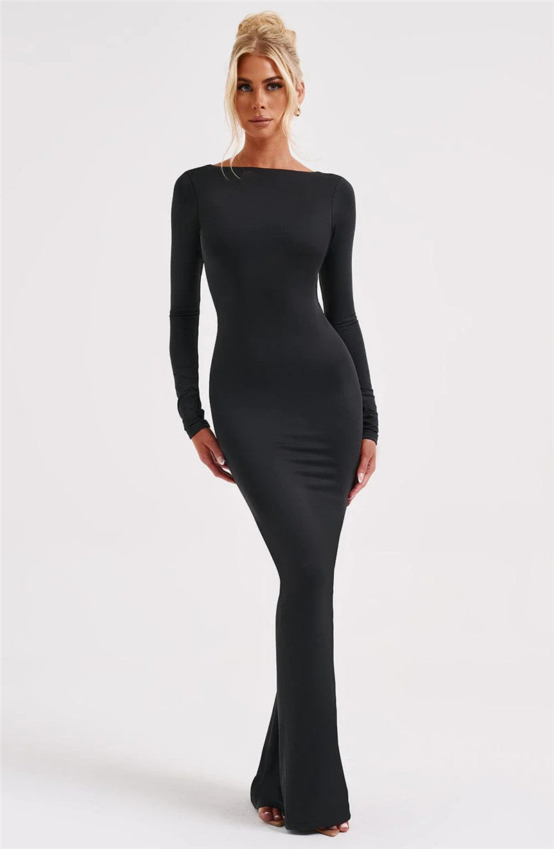 Beth Backless Ruched Bodycon Maxi Dress