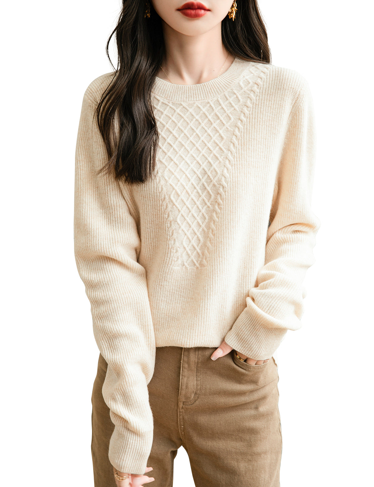 Belinda Woman Crewneck Long Sleeve Knit Sweater