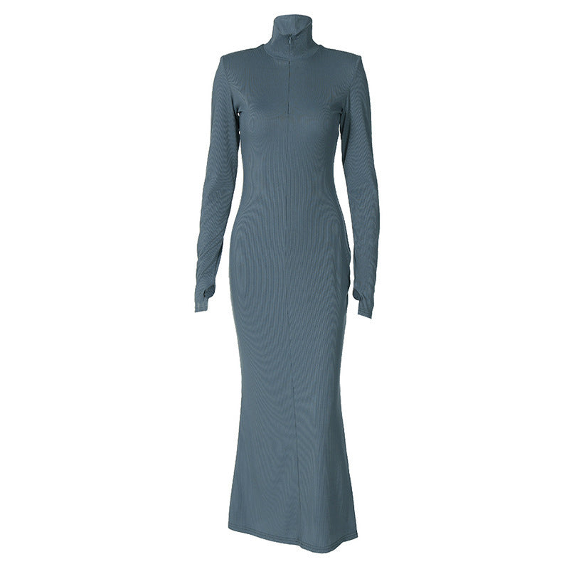 Alyssa Turtleneck Long Sleeve Bodycon Long Dress