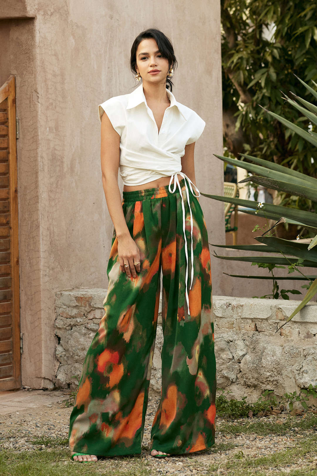 Tie Dye Pleated Wide Leg Pants