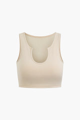 Solid Ribbed V-neck Crop Tank Top