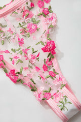 Flower Embroidery Bra Top And Panties Set