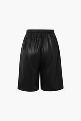 Drawstring Faux Leather Shorts