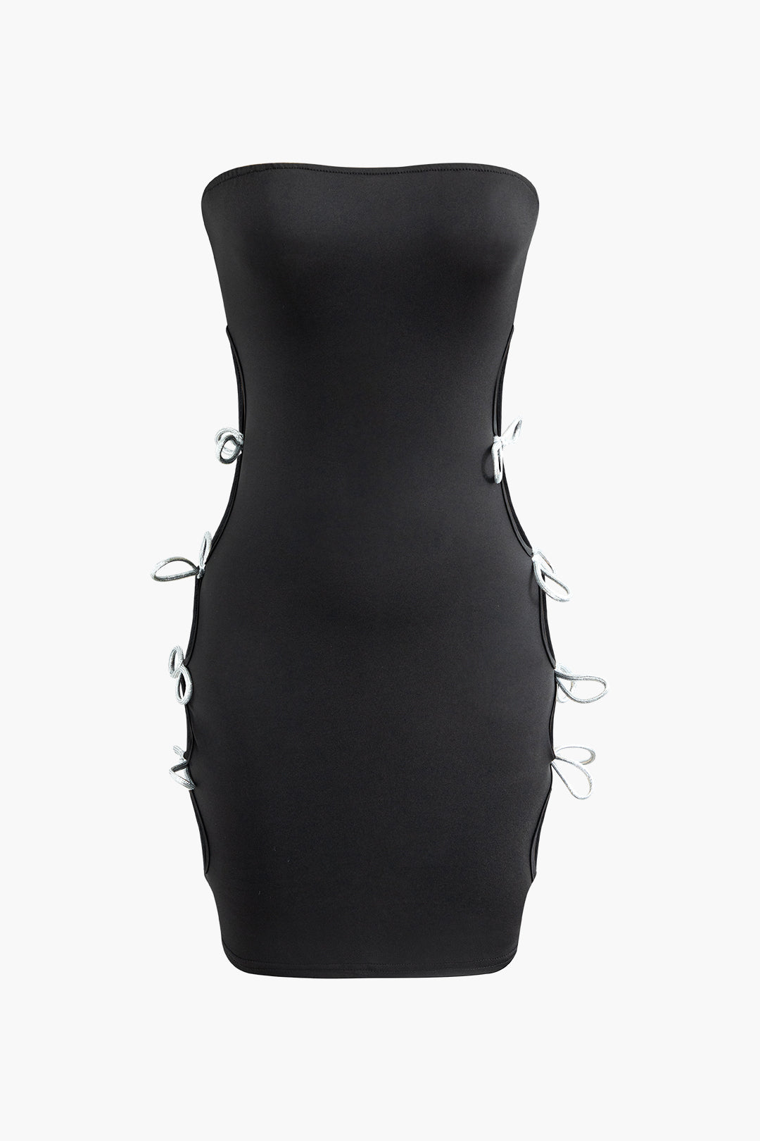 Bow Detail Cut Out Strapless Mini Dress