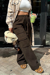 Drawstring Flap Pocket Straight Leg Cargo Pants