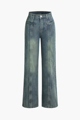 Faded Straight Leg Jeans