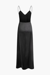 Backless Slip V-neck Maxi Dress