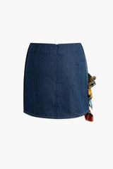 Patchwork Denim Mini Skirt