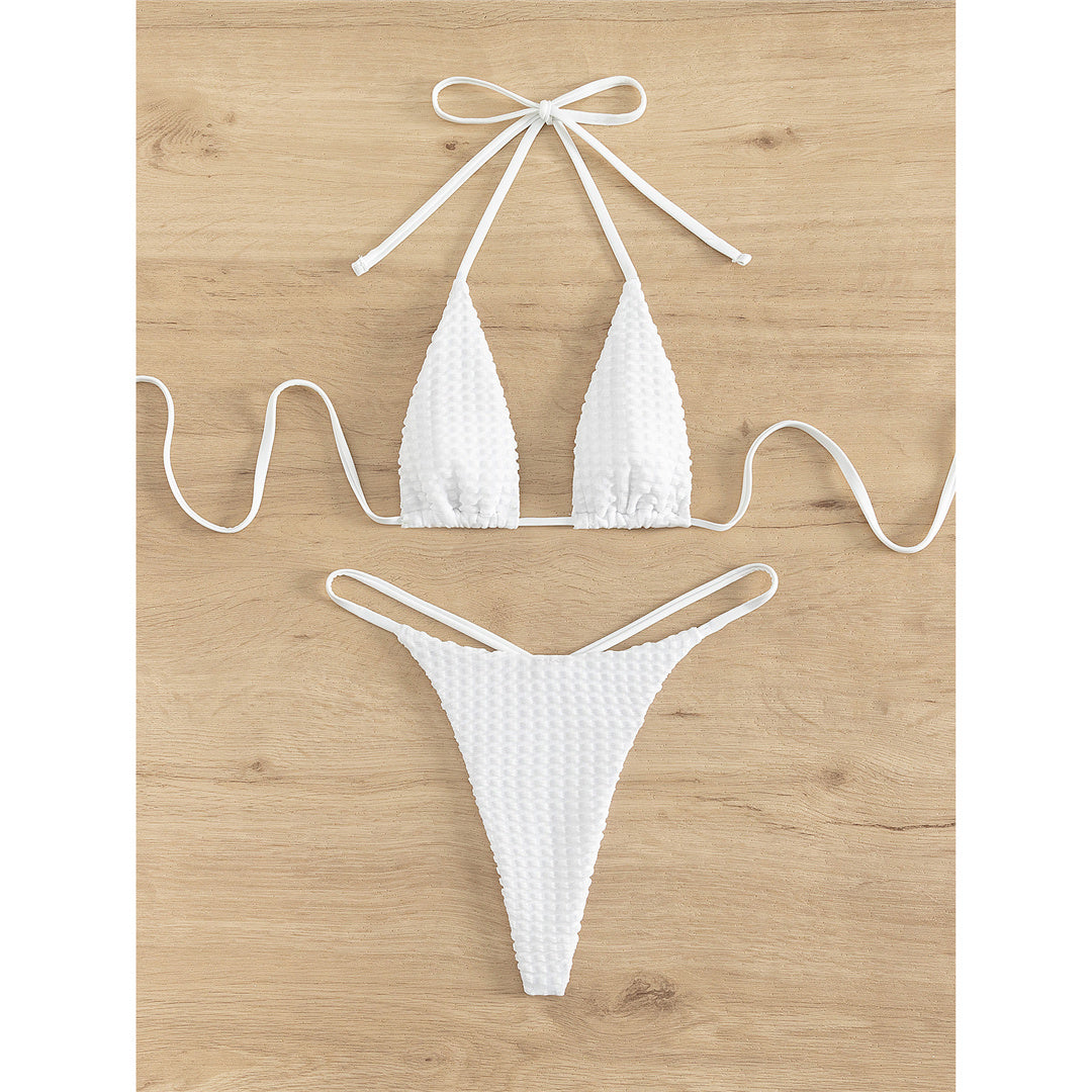 Debbie Wrinkled Halter Mini Micro Thong Bikini