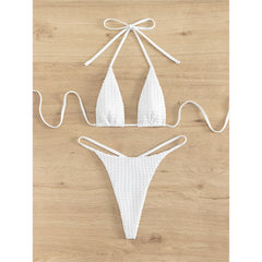 Debbie Wrinkled Halter Mini Micro Thong Bikini