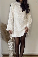 Sequin Bow Back Long Sleeve Mini Dress