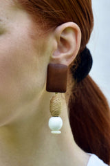 Wood Geometric Drop Earrings