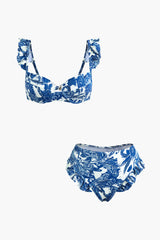 Floral Print Ruffle 2-pc Bikini Set