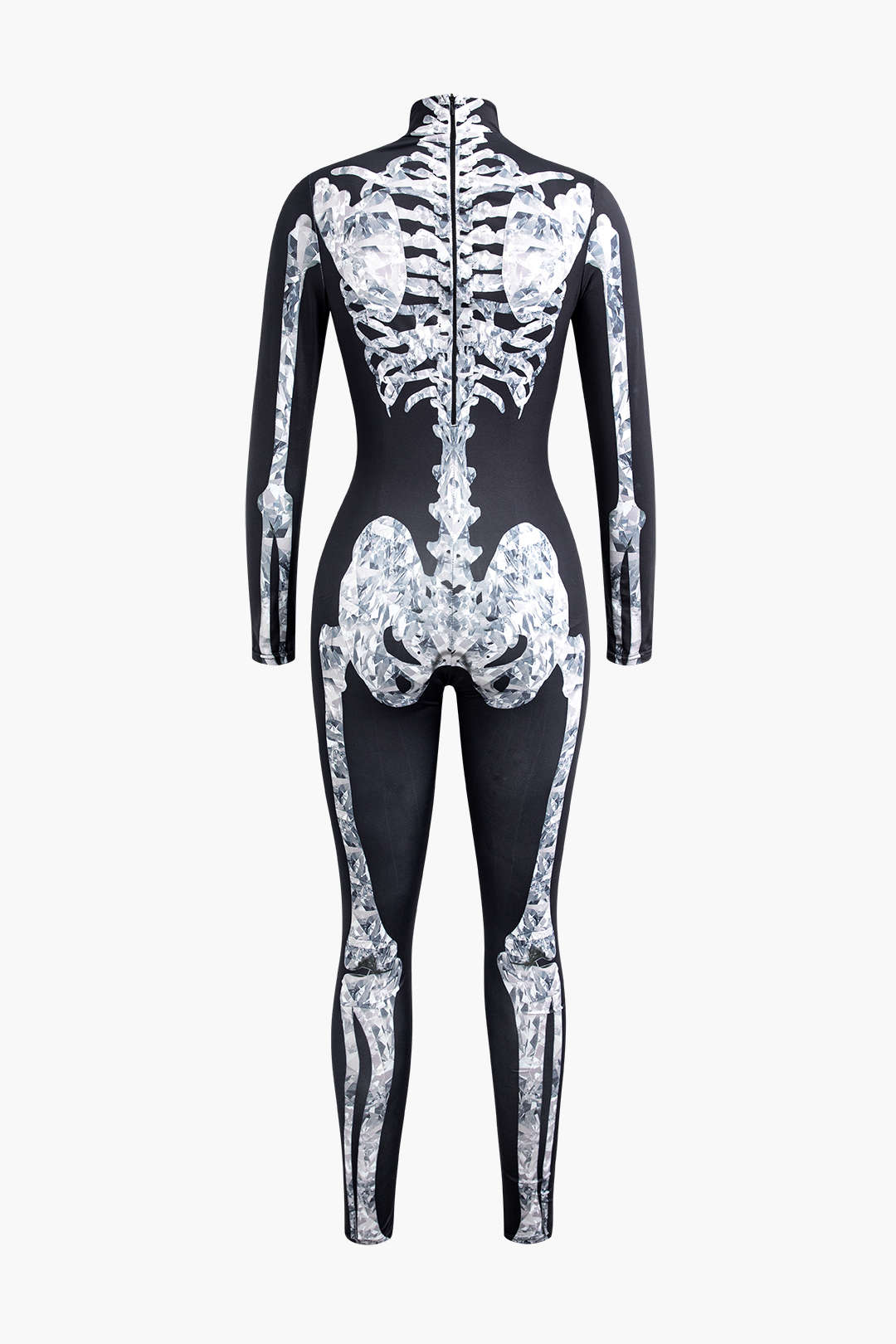 Skeleton Print Mock Neck Long Sleeve Jumpsuit