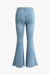 Frayed Hem Flare Leg Jeans