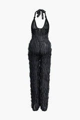 Ruffle Knot Halter Backless Jumsuit