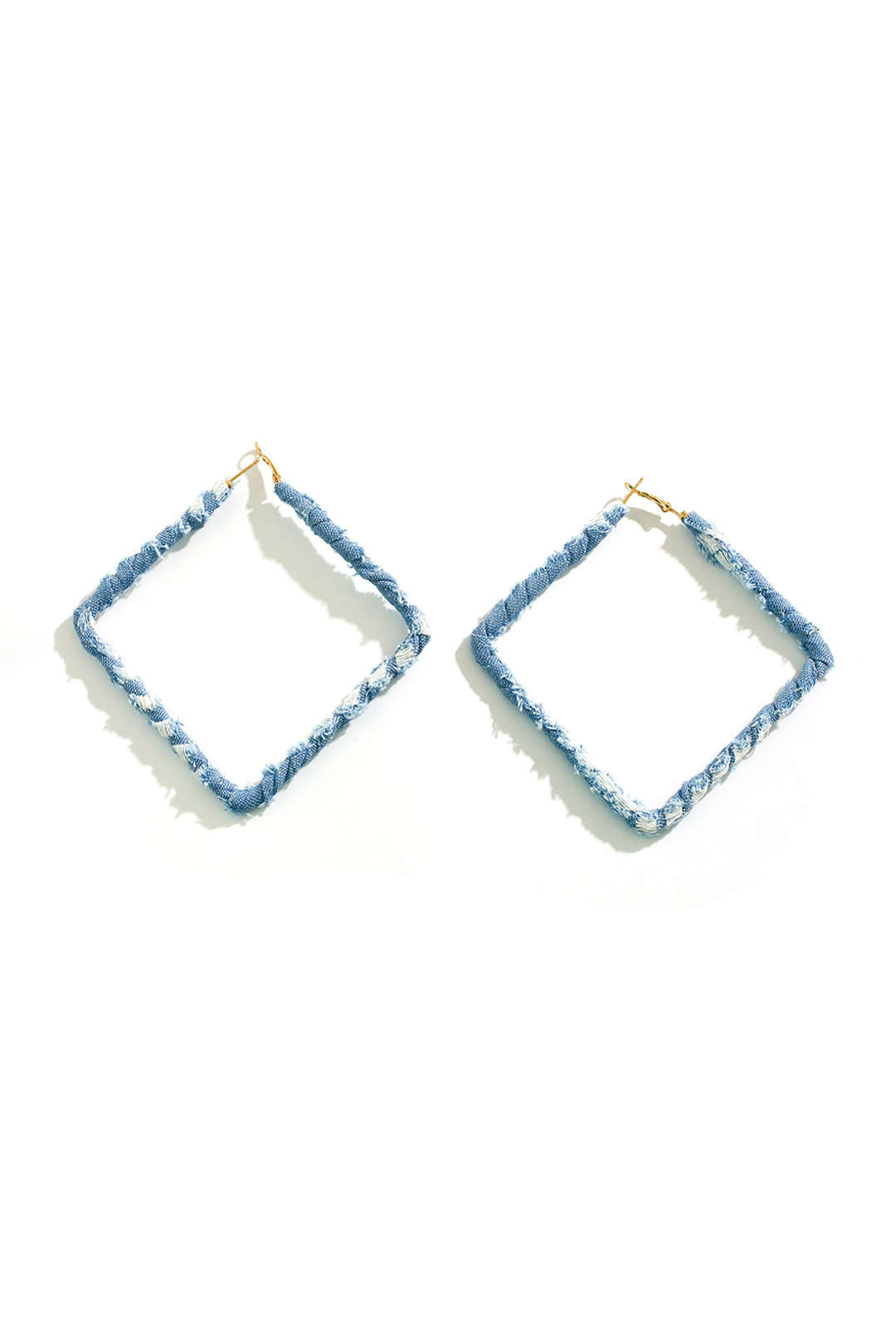 Distressed Denim Hoop Earrings