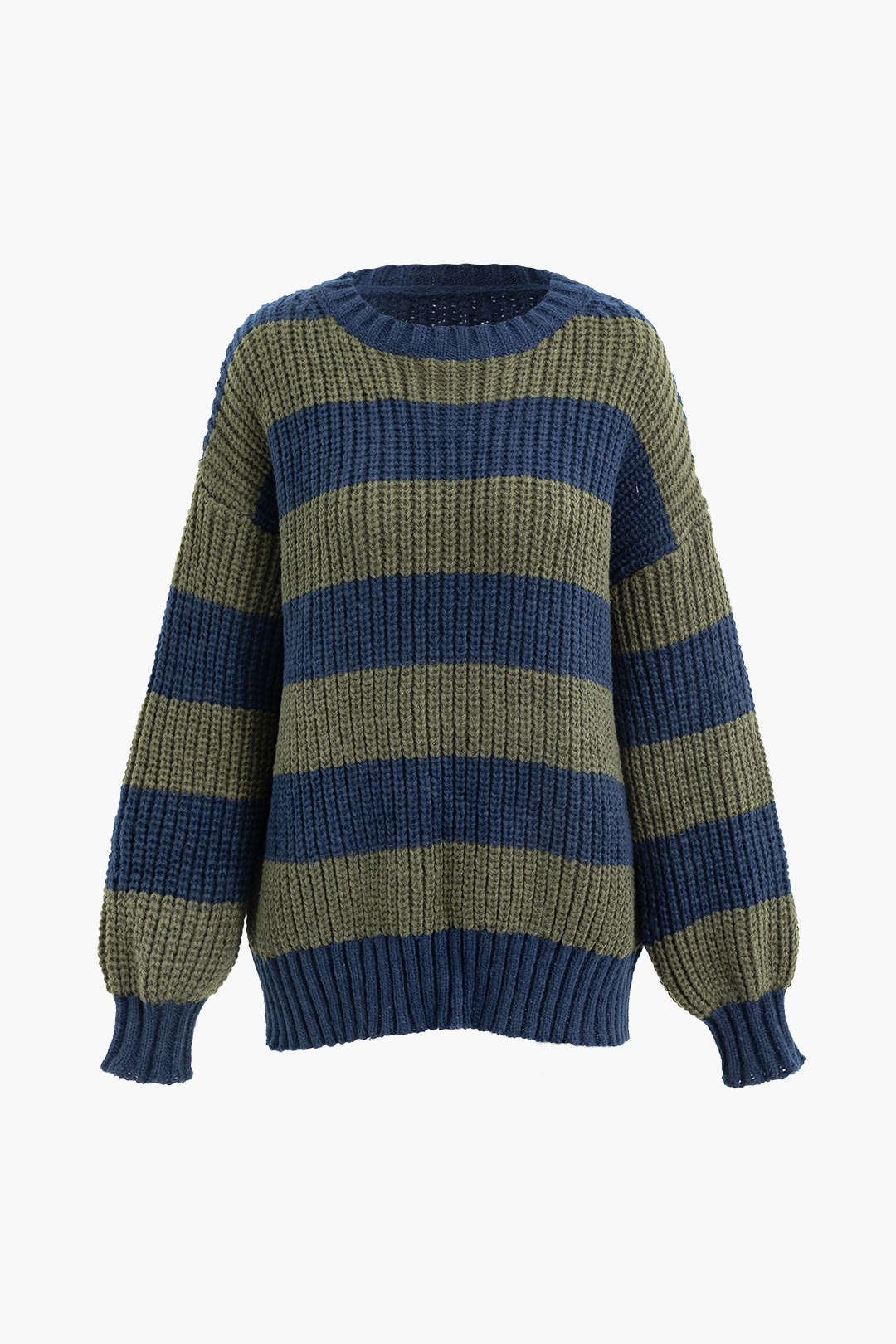 Contrast Stripe Round Neck Sweater