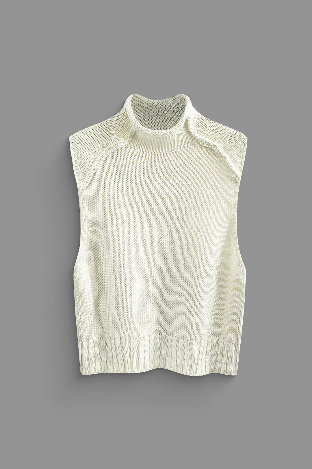 Mock Neck Stitching Detail Knit Tank Top