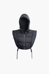 Cut Out Side Tie Zipper Hooded Puffer Jacket