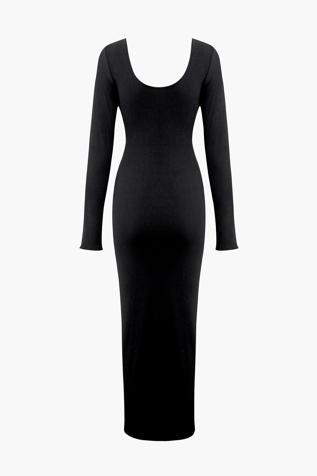 Deep V-neck Pearl Detail Long Sleeve Maxi Dress