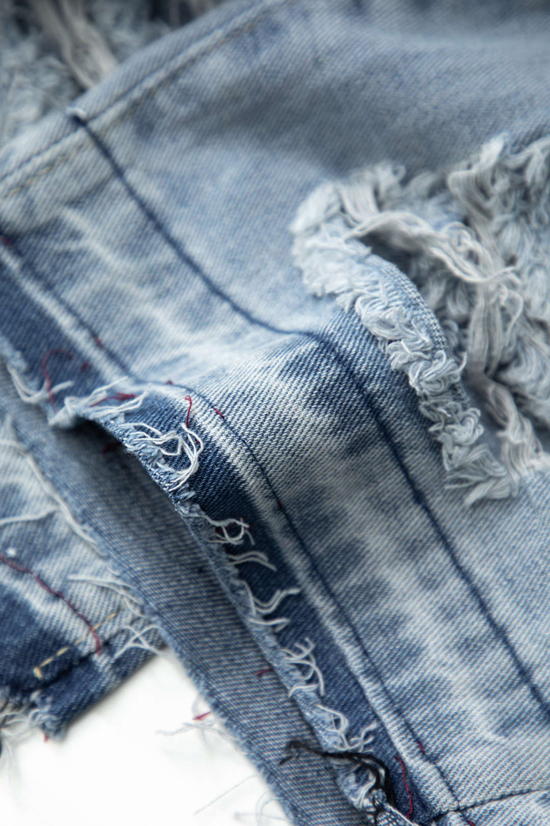 Frayed Ripped Low Rise Straight Leg Jeans