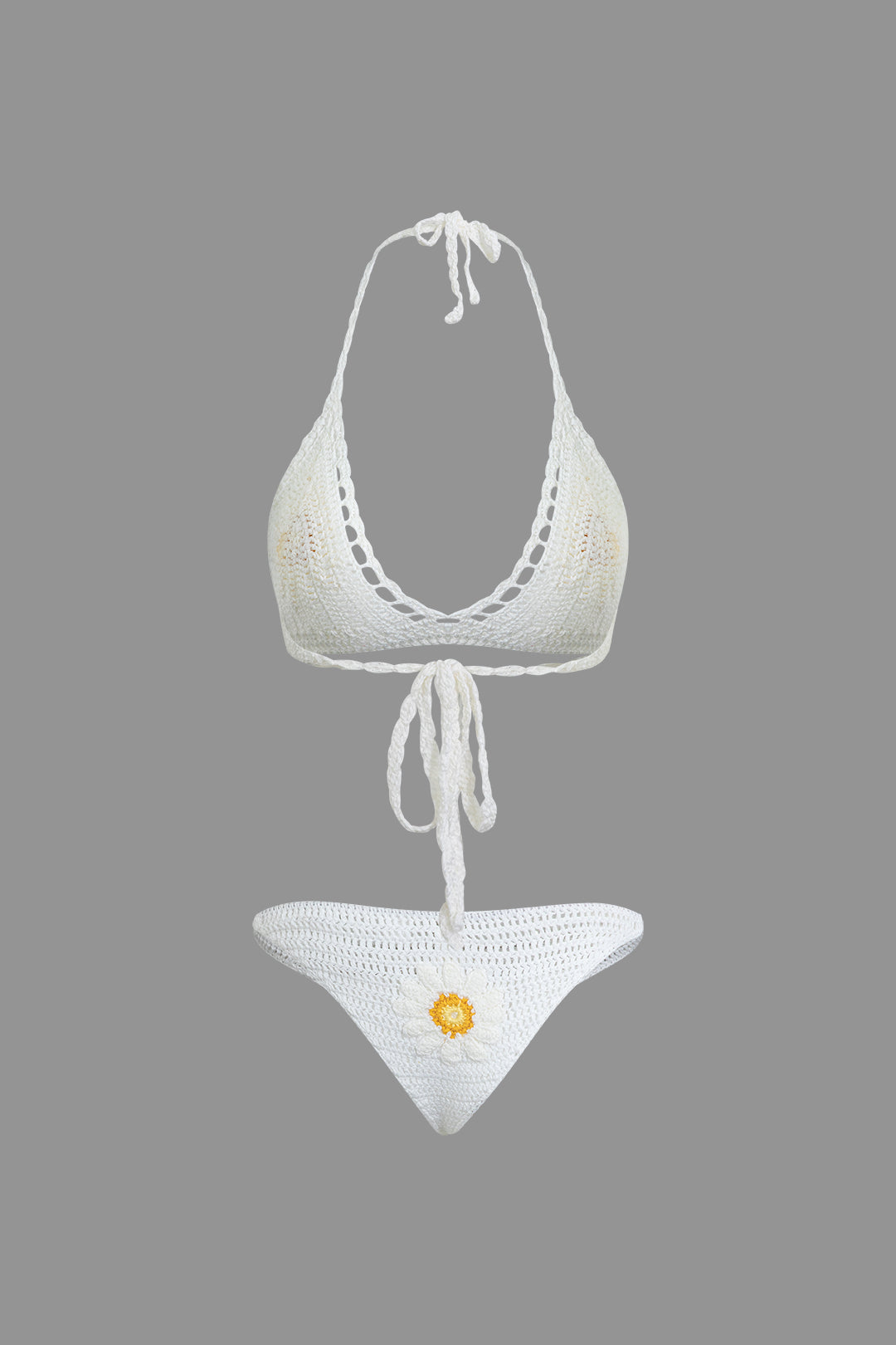 Daisy Crochet Tie Halter Bikini Set